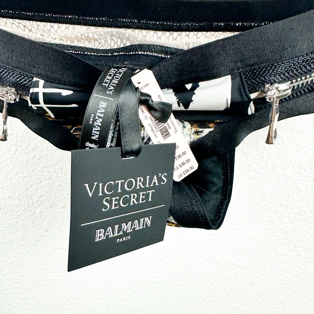 NWT Balmain x Victoria’s Secret Graffiti Punk Longline 34D‎ Bra and M Panty Set - Picture 13 of 13